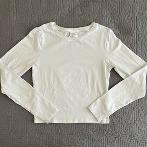 H&M White Fitted Long Sleeve Top